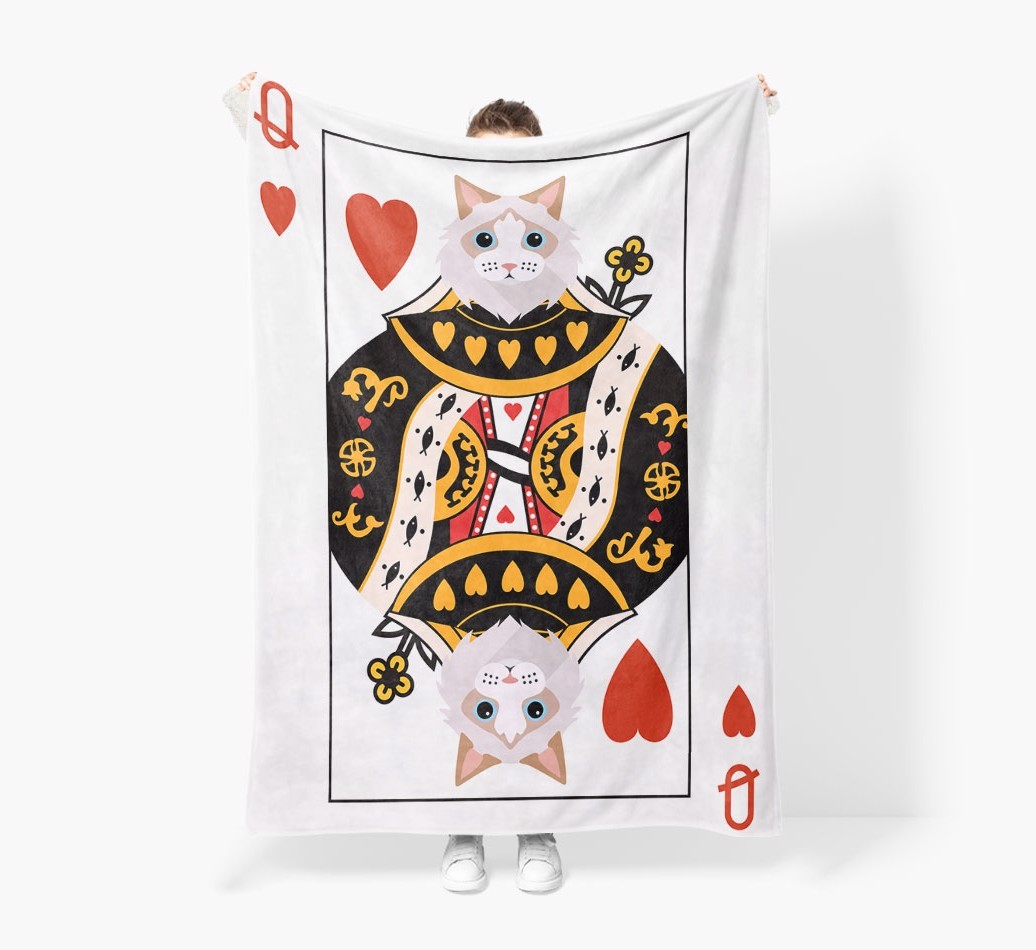 'Queen Of Hearts' - Personalised Sherpa Fleece Blanket with {breedFullName} Yappicon