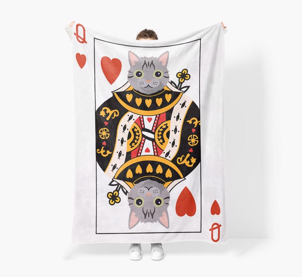 'Queen Of Hearts' - Personalized Sherpa Fleece Blanket with {breedFullName} Yappicon