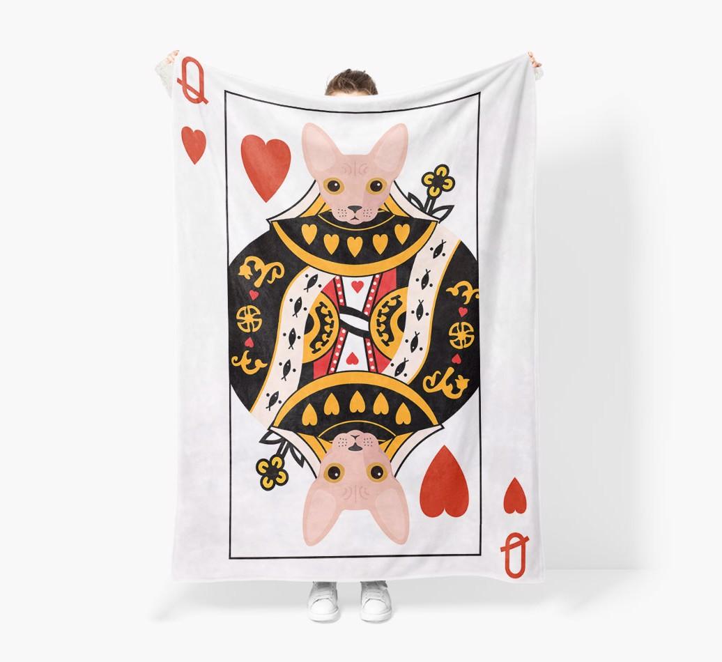 'Queen Of Hearts' - Personalized Sherpa Fleece Blanket with {breedFullName} Yappicon