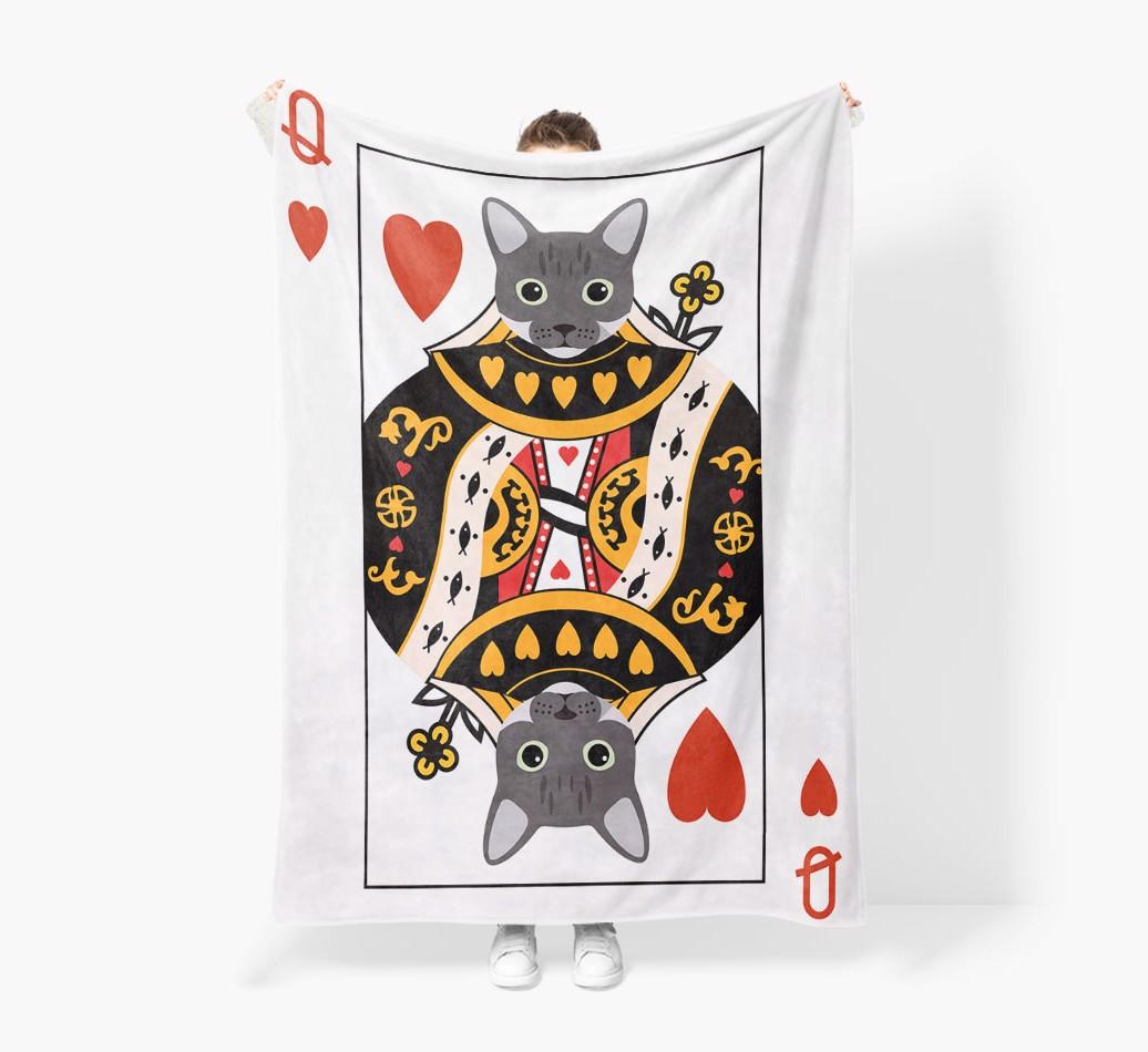 'Queen Of Hearts' - Personalized Sherpa Fleece Blanket with {breedFullName} Yappicon