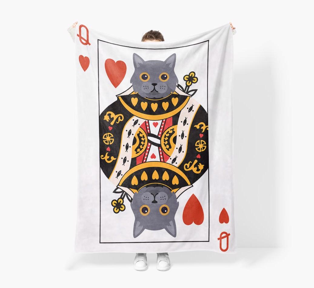 'Queen Of Hearts' - Personalized Sherpa Fleece Blanket with {breedFullName} Yappicon