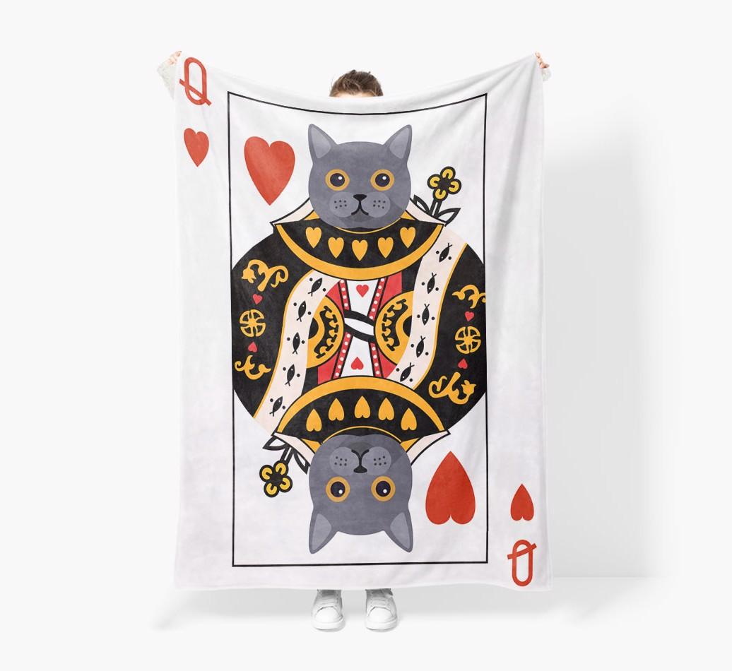 'Queen Of Hearts' - Personalized Sherpa Fleece Blanket with {breedFullName} Yappicon