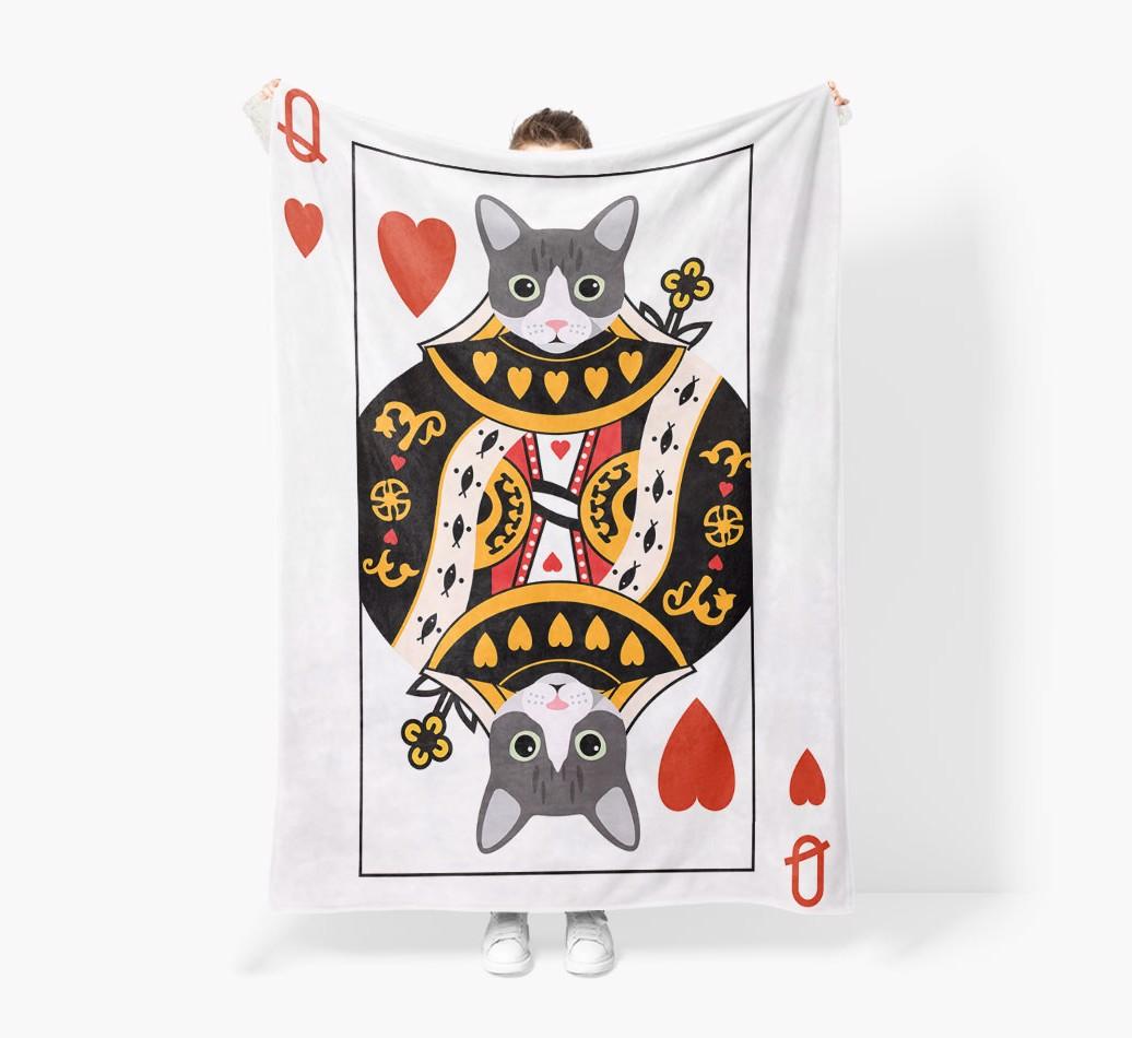 'Queen Of Hearts' - Personalized Sherpa Fleece Blanket with {breedFullName} Yappicon