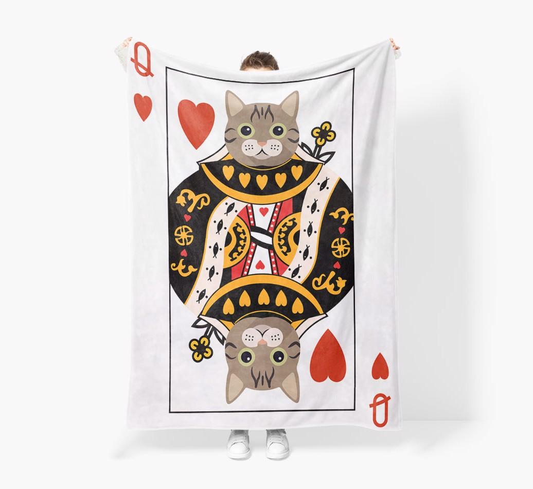 'Queen Of Hearts' - Personalized Sherpa Fleece Blanket with {breedFullName} Yappicon