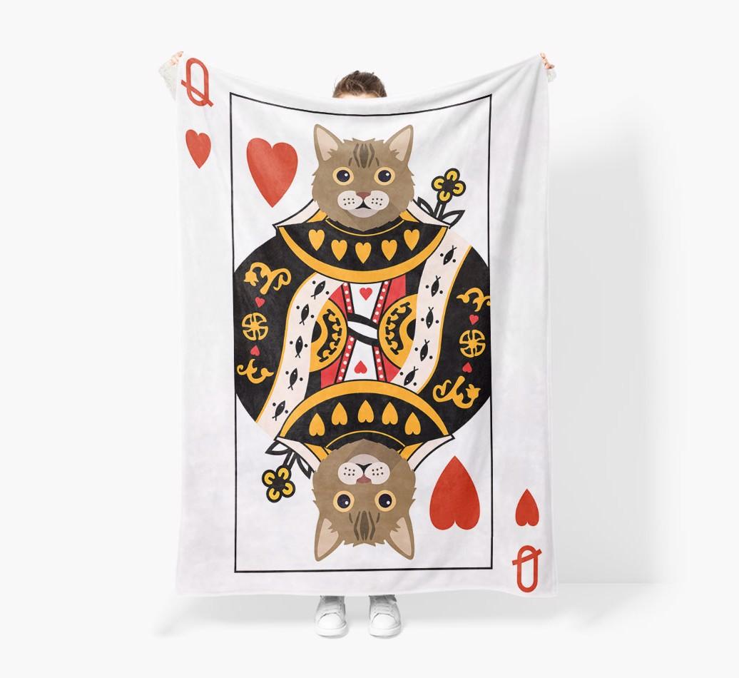'Queen Of Hearts' - Personalized Sherpa Fleece Blanket with {breedFullName} Yappicon