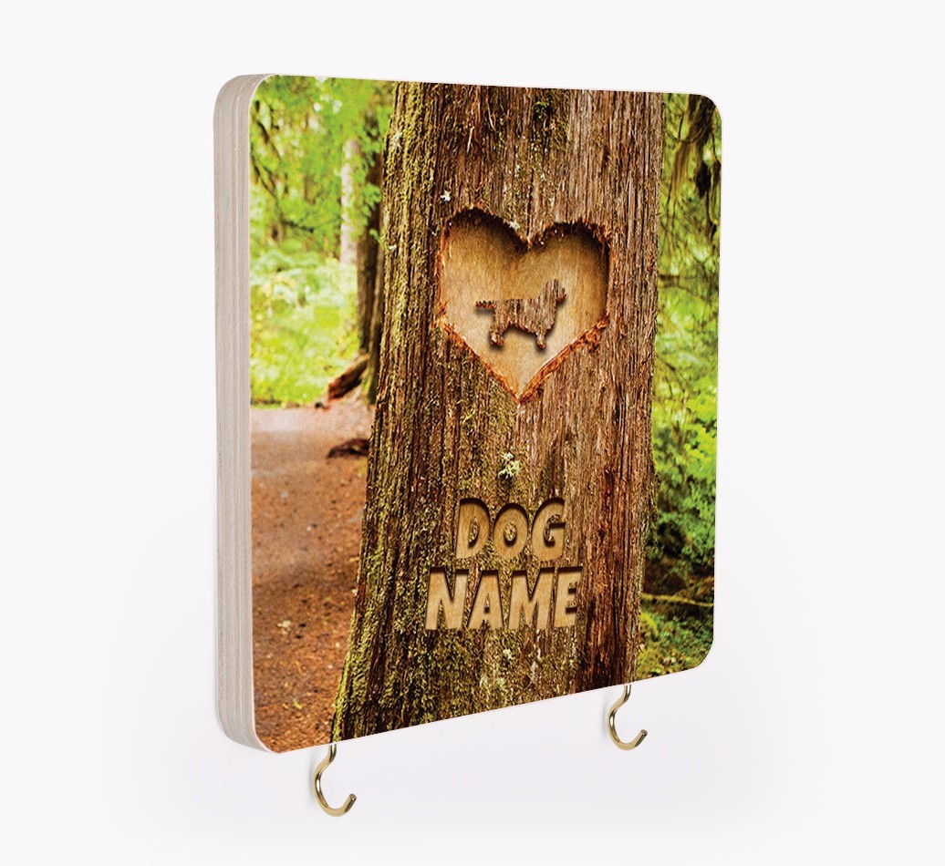 'Tree Carving' - Personalized {breedFullName} Lead & Collar Hanger