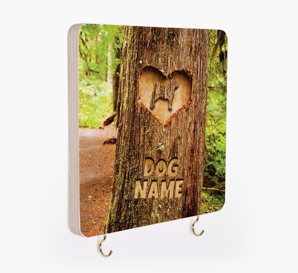 'Tree Carving' - Personalized {breedFullName} Lead & Collar Hanger