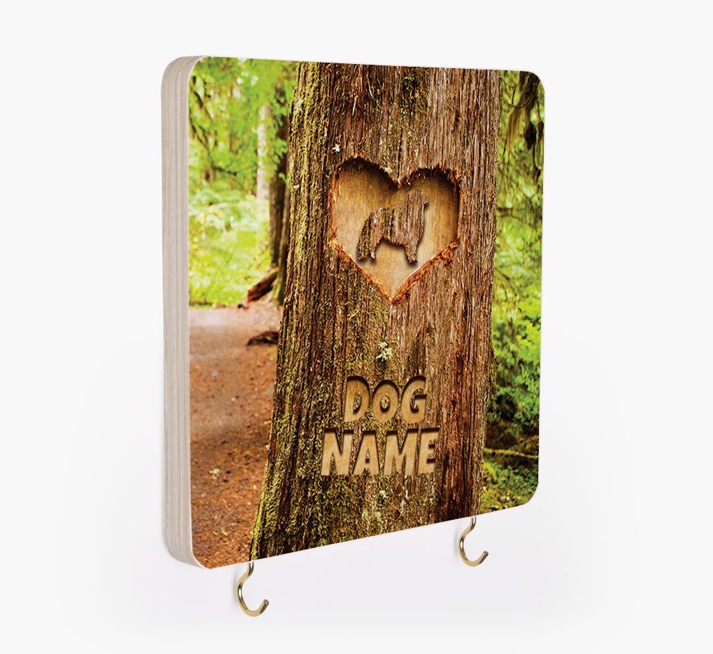 'Tree Carving' - Personalized {breedFullName} Lead & Collar Hanger