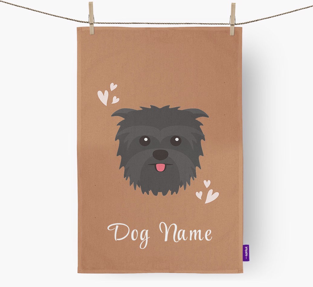 'Hearts' - Personalised {breedFullName} Tea Towel