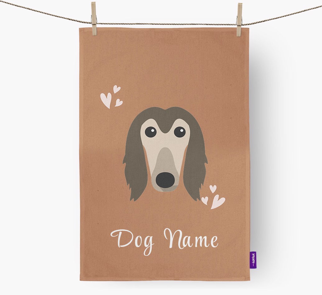 'Hearts' - Personalised {breedFullName} Tea Towel