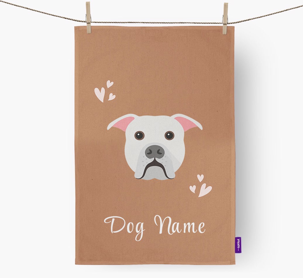 'Hearts' - Personalised {breedFullName} Tea Towel