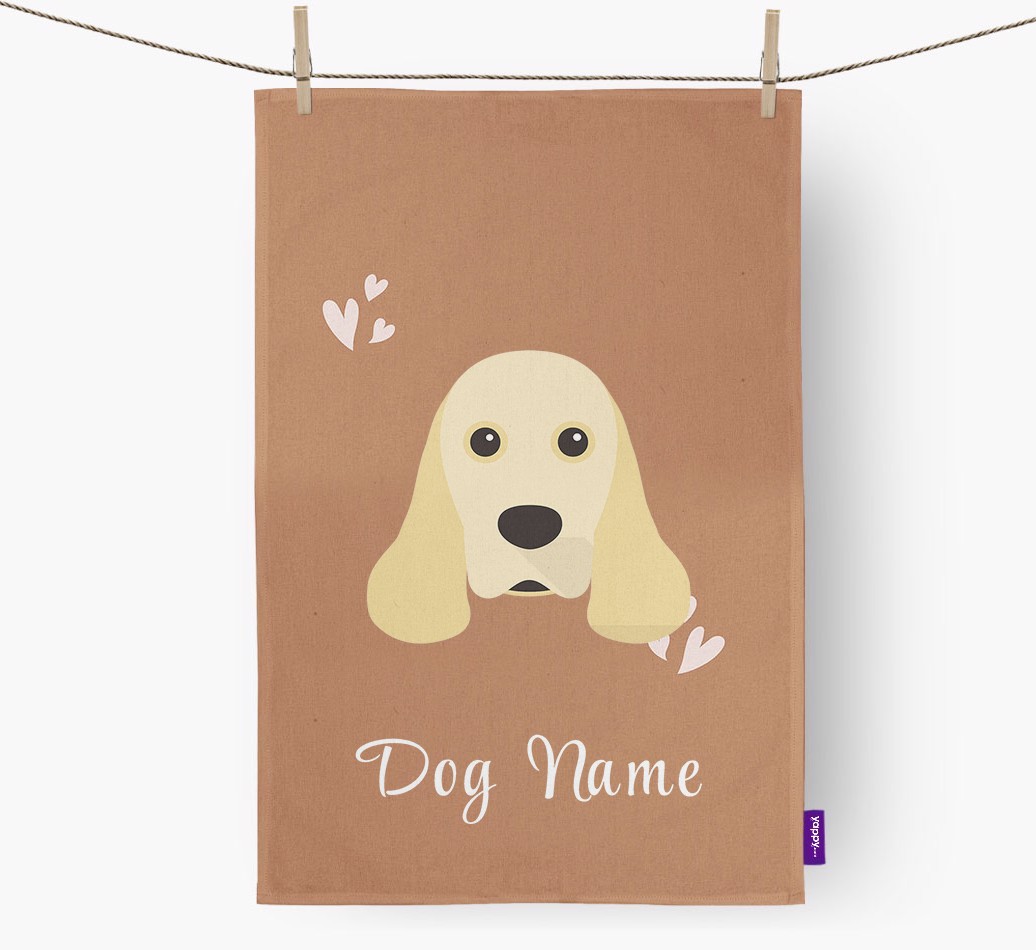 'Hearts' - Personalized {breedFullName} Dish Towel