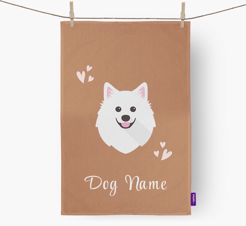 'Hearts' - Personalised {breedFullName} Tea Towel