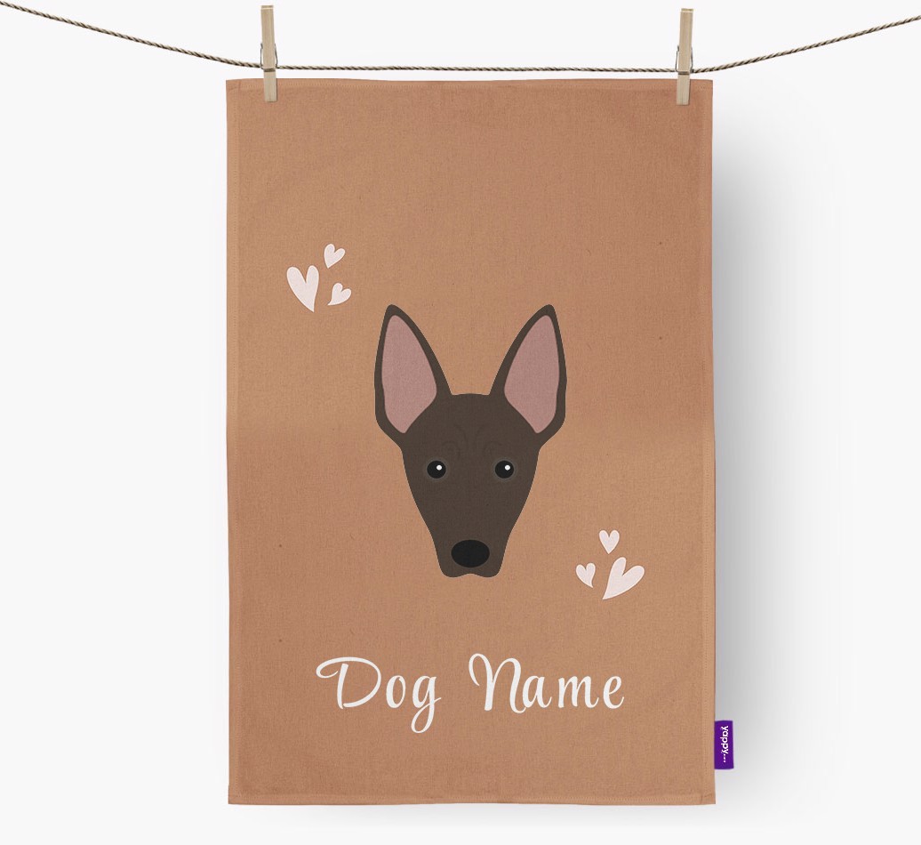 'Hearts' - Personalised {breedFullName} Tea Towel