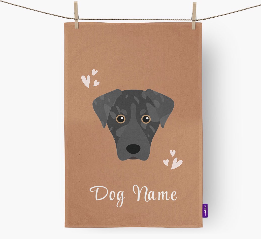'Hearts' - Personalised {breedFullName} Tea Towel