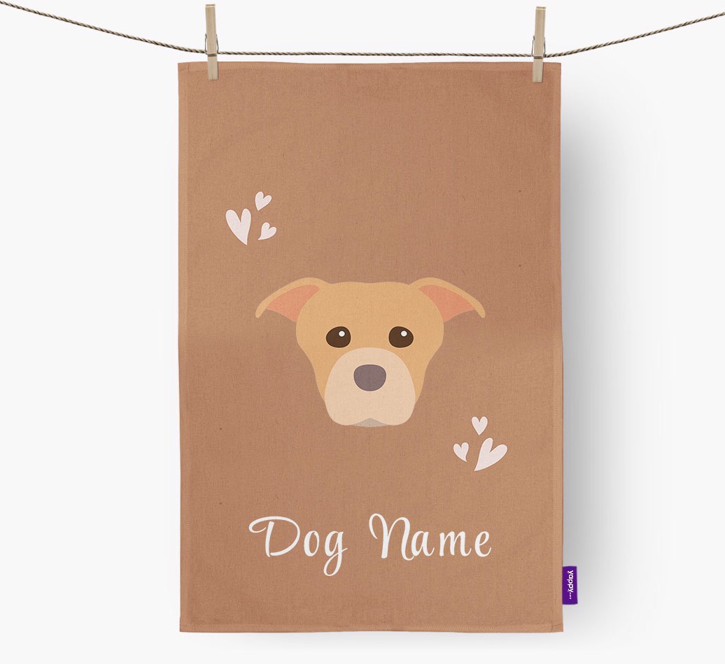 'Hearts' - Personalised {breedFullName} Tea Towel