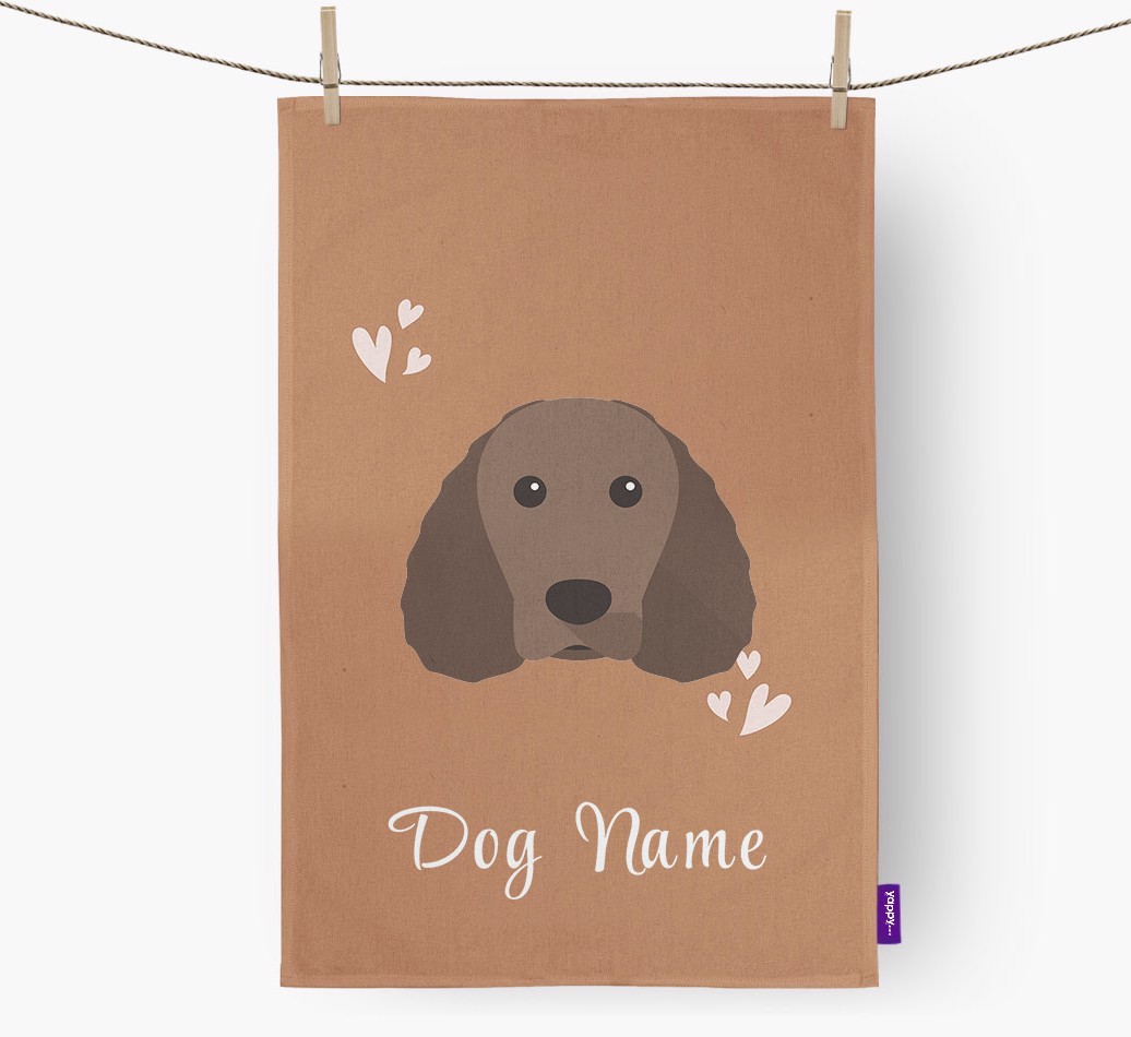 'Hearts' - Personalised {breedFullName} Tea Towel