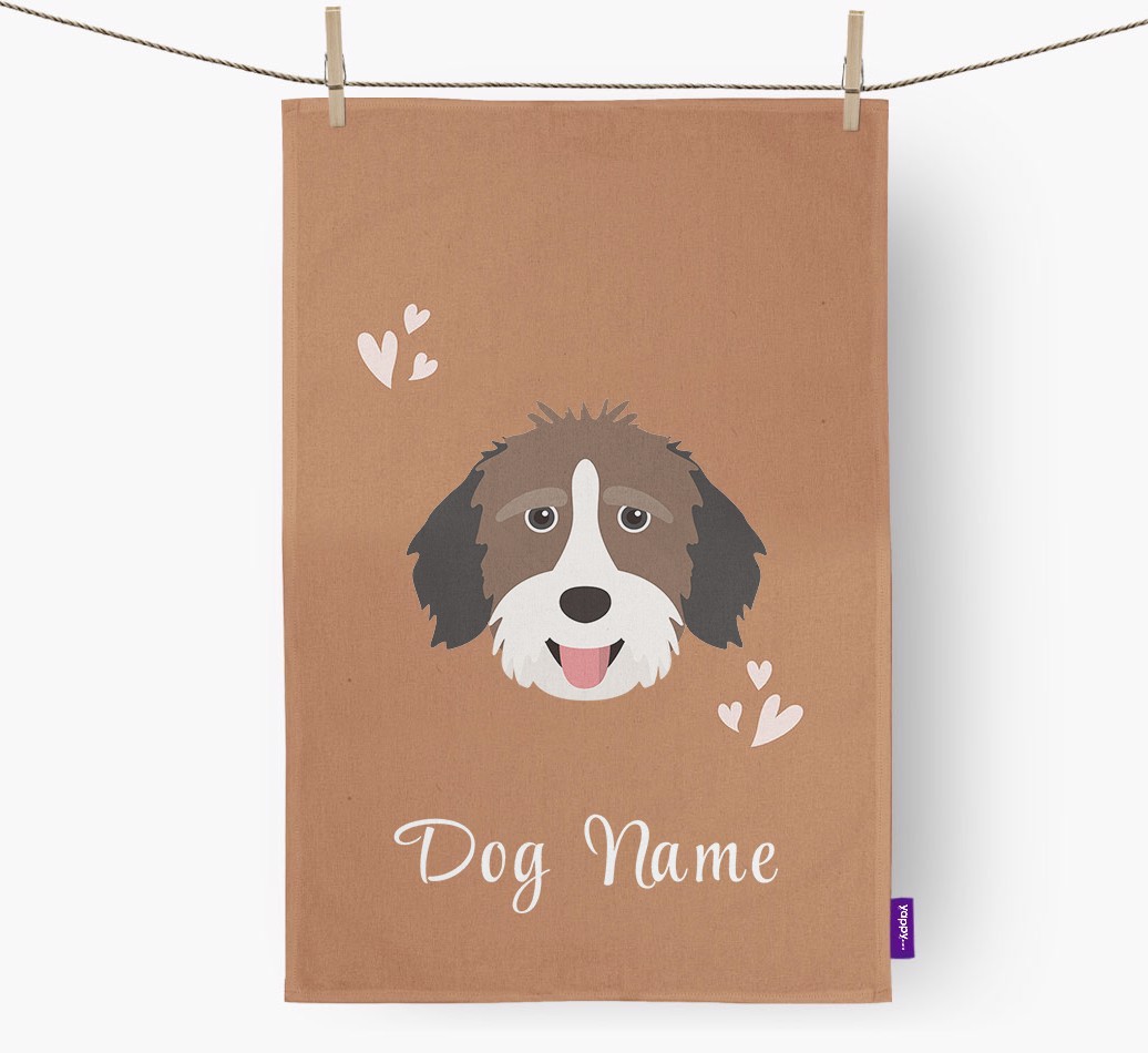 'Hearts' - Personalized {breedFullName} Dish Towel