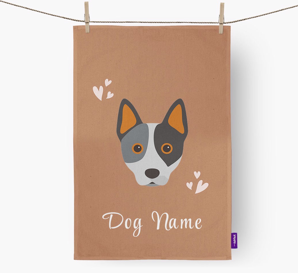 'Hearts' - Personalized {breedFullName} Dish Towel