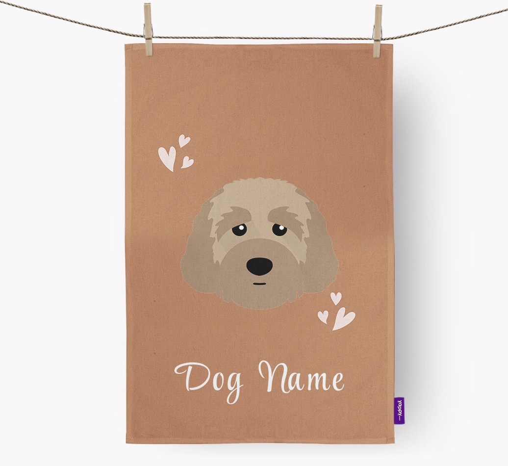 'Hearts' - Personalized {breedFullName} Dish Towel