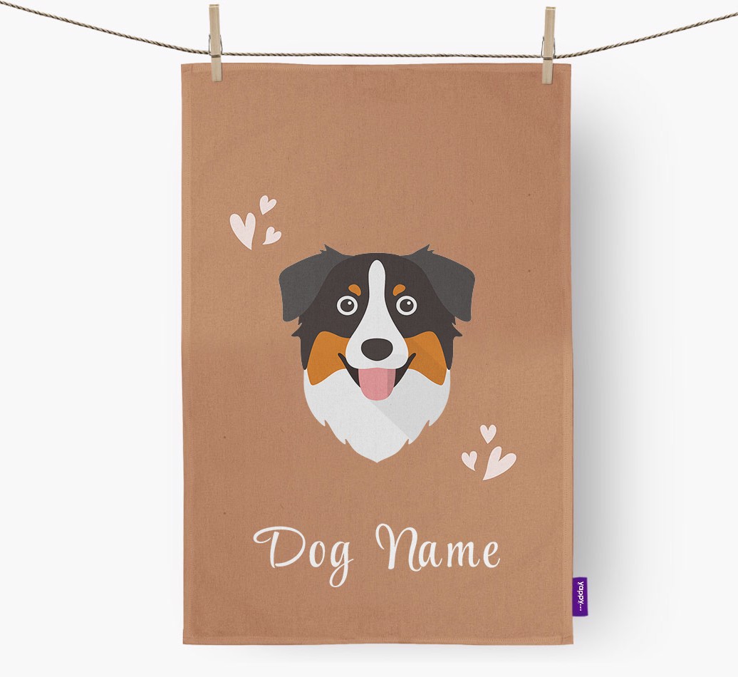 'Hearts' - Personalized {breedFullName} Dish Towel