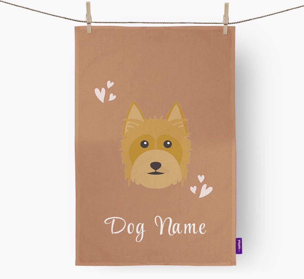 'Hearts' - Personalised {breedFullName} Tea Towel