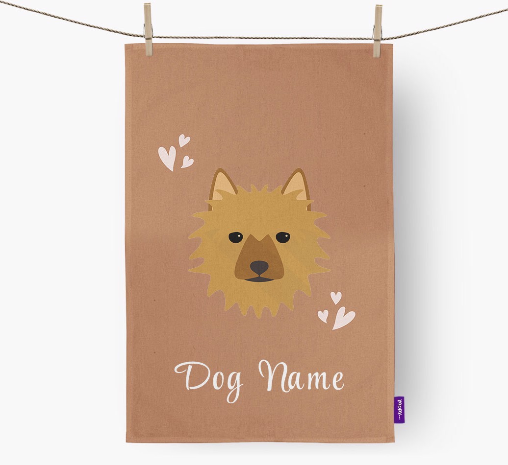 'Hearts' - Personalised {breedFullName} Tea Towel