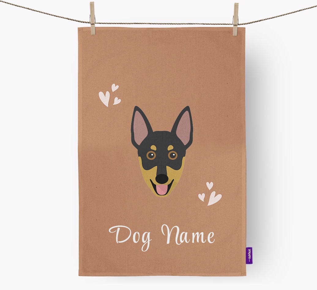 'Hearts' - Personalised {breedFullName} Tea Towel