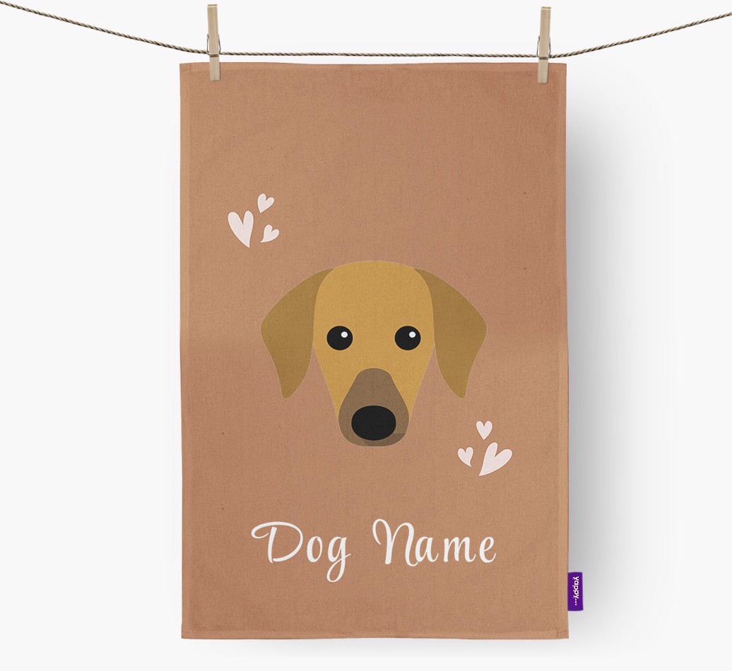 'Hearts' - Personalized {breedFullName} Dish Towel