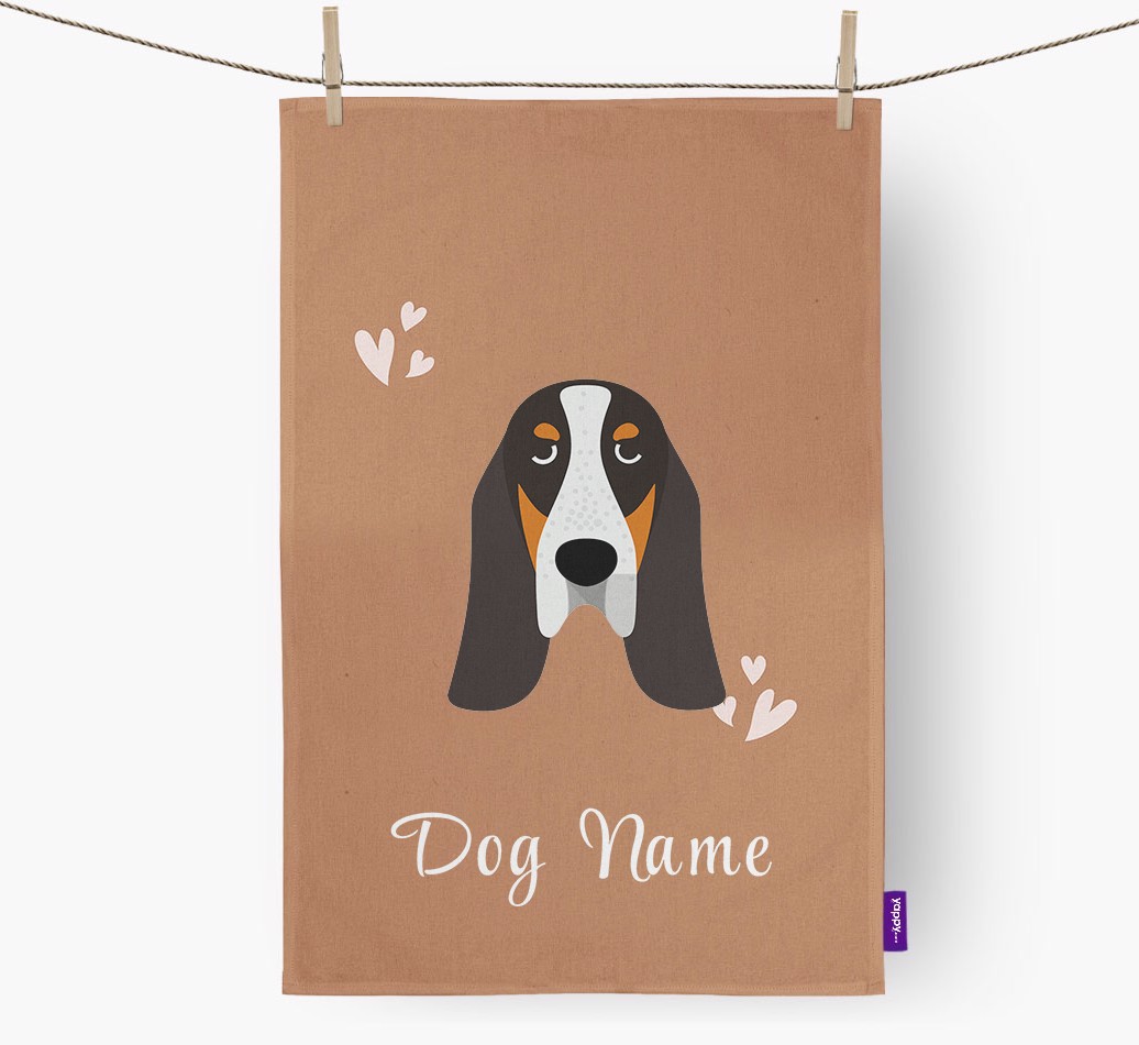 'Hearts' - Personalized {breedFullName} Dish Towel