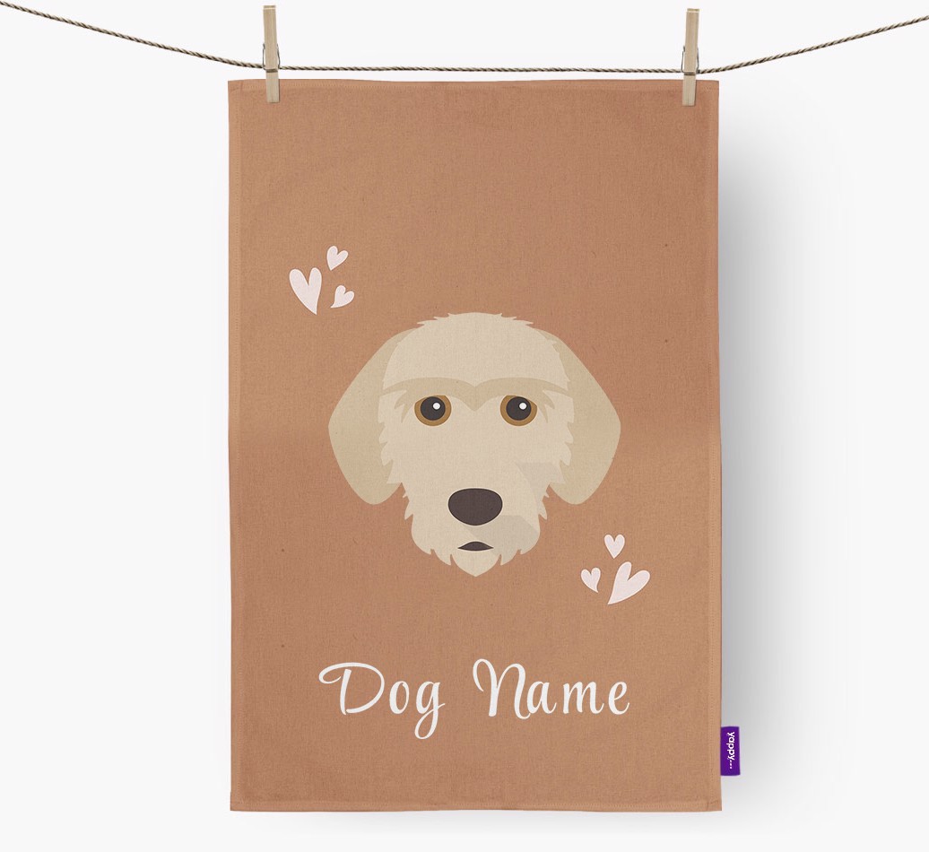 'Hearts' - Personalised {breedFullName} Tea Towel