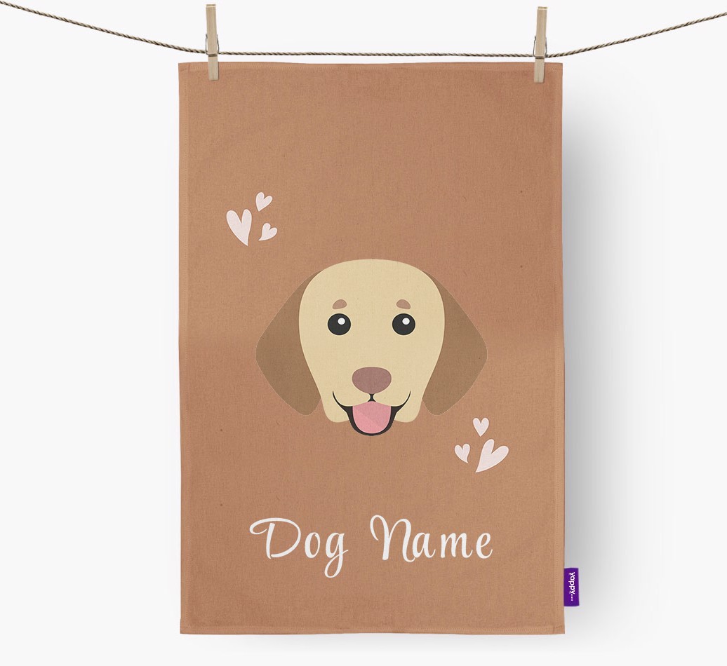 'Hearts' - Personalized {breedFullName} Dish Towel