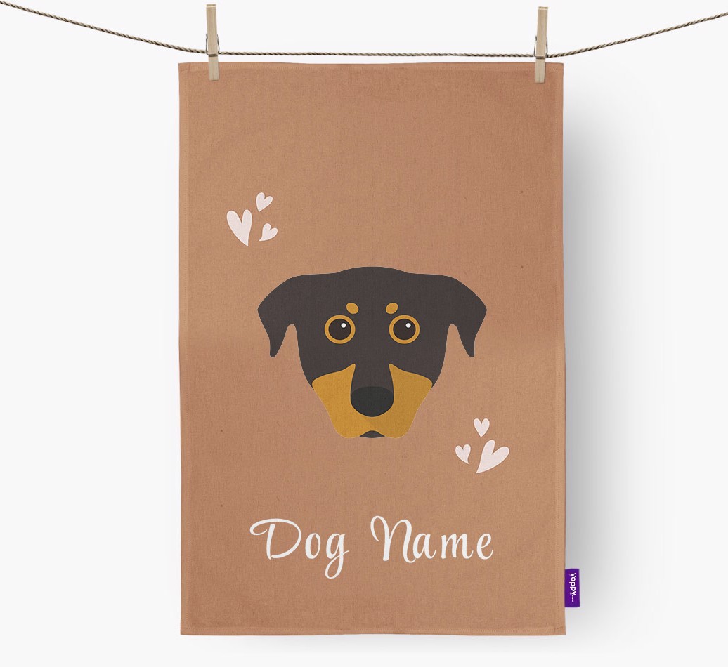 'Hearts' - Personalized {breedFullName} Dish Towel