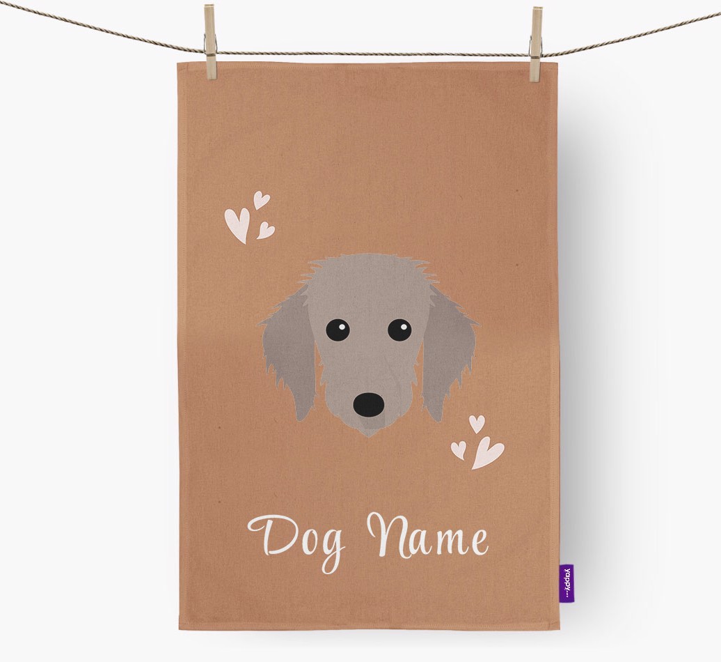 'Hearts' - Personalized {breedFullName} Dish Towel