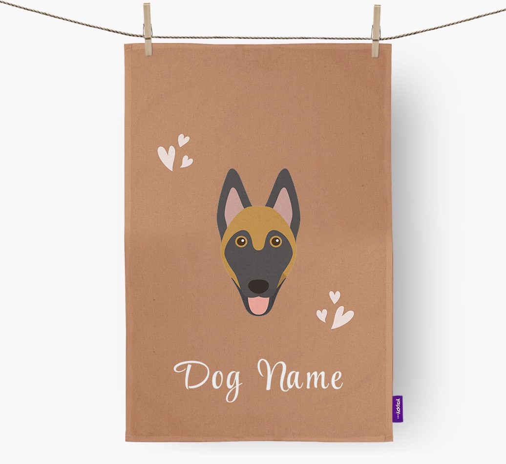 'Hearts' - Personalized {breedFullName} Dish Towel