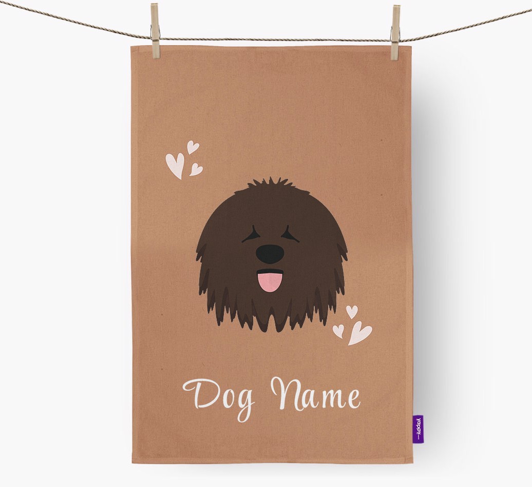 'Hearts' - Personalised {breedFullName} Tea Towel