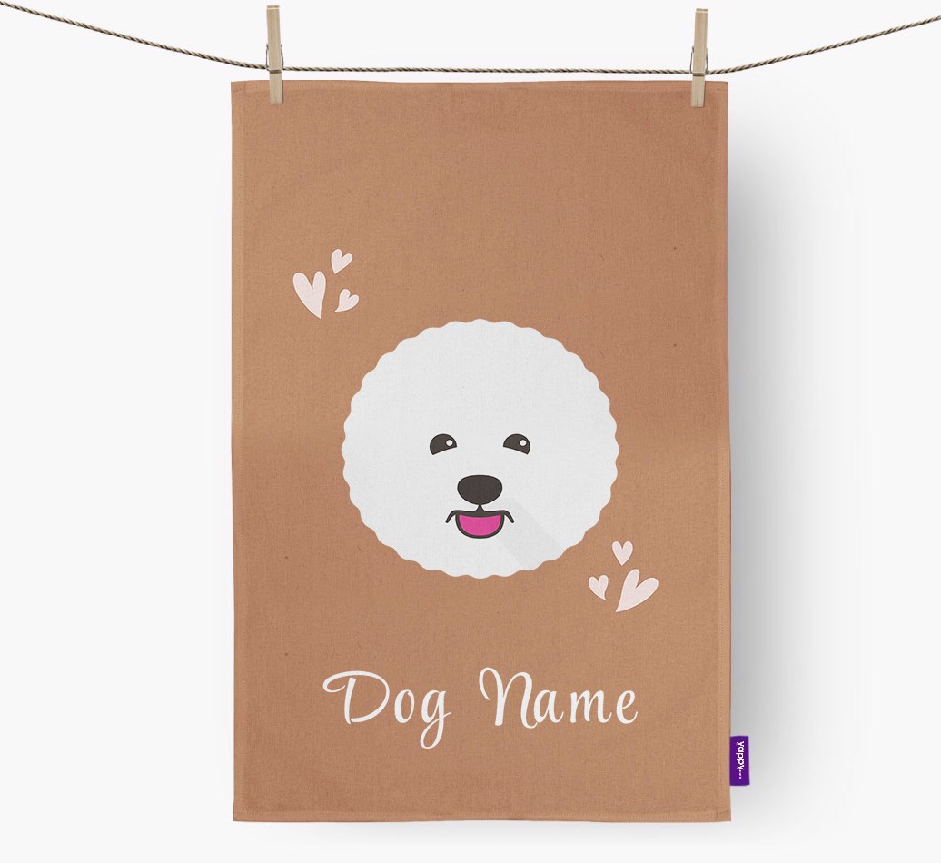 'Hearts' - Personalised {breedFullName} Tea Towel