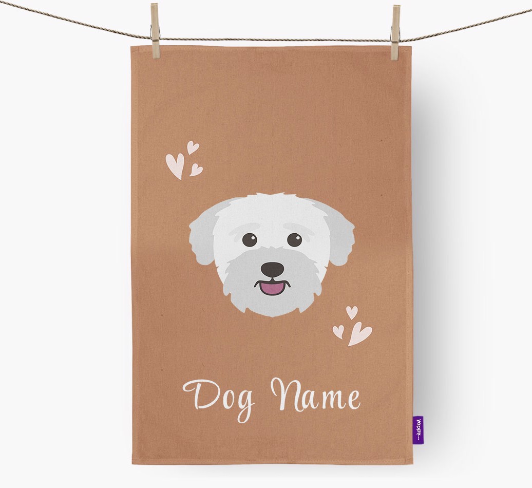'Hearts' - Personalised {breedFullName} Tea Towel