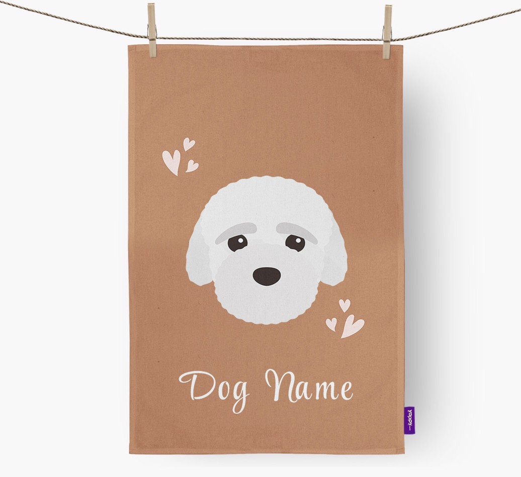 'Hearts' - Personalized {breedFullName} Dish Towel
