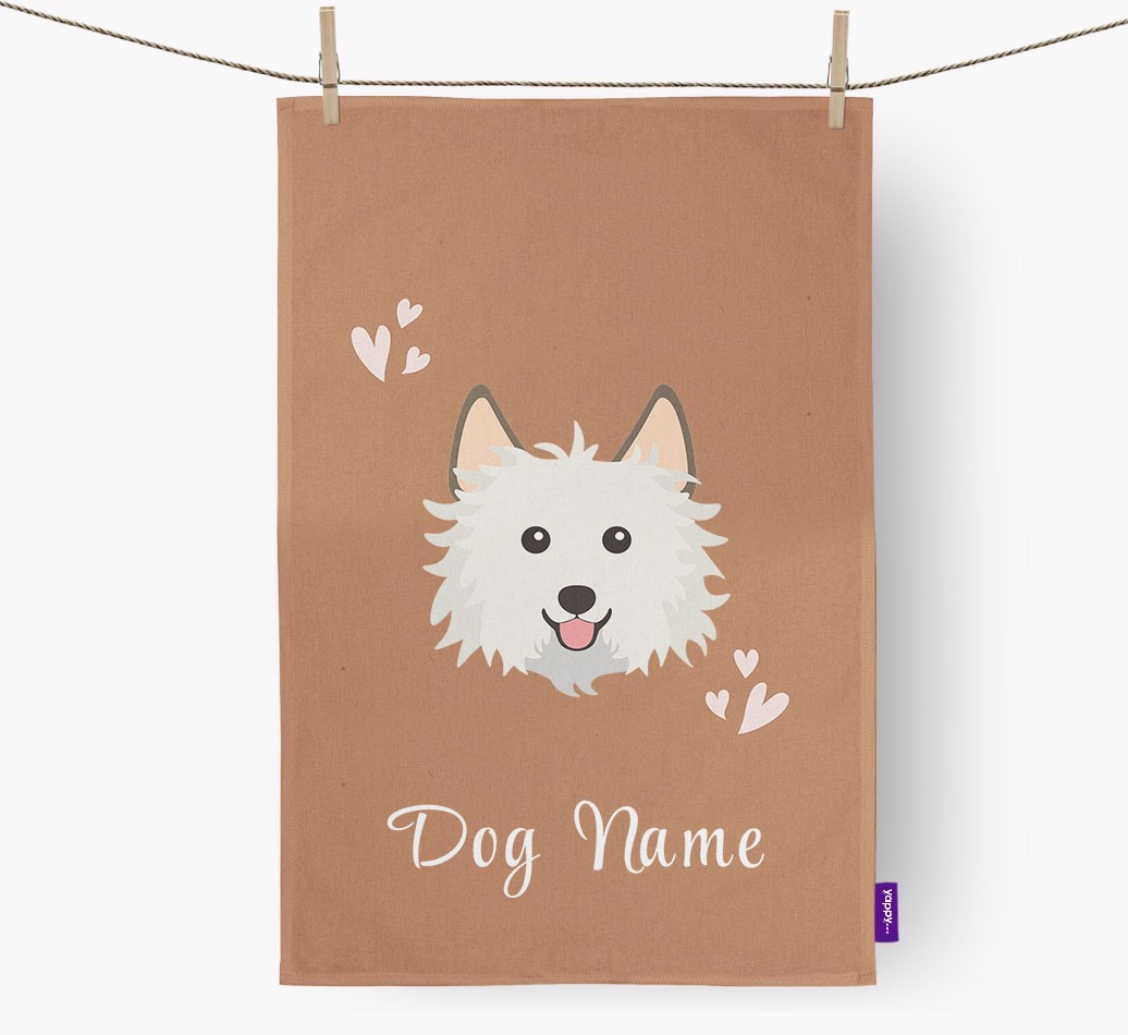 'Hearts' - Personalized {breedFullName} Dish Towel
