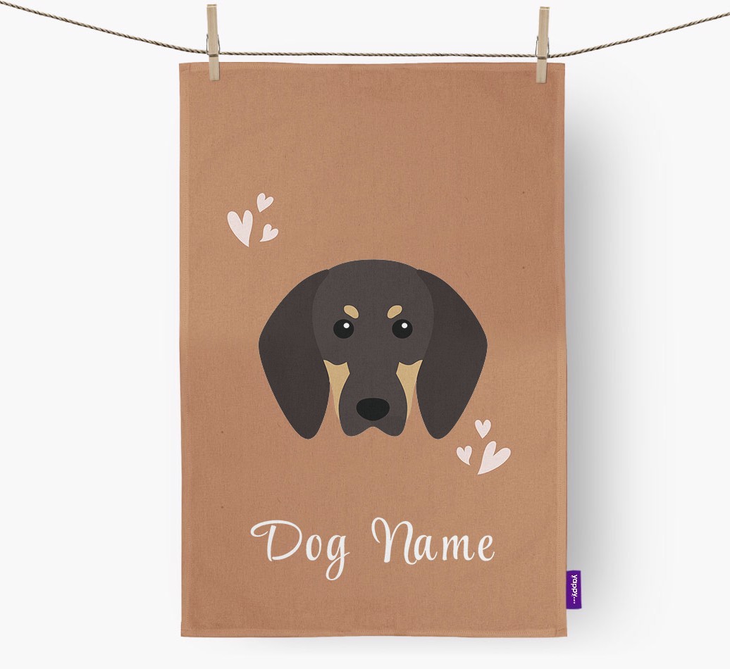 'Hearts' - Personalised {breedFullName} Tea Towel