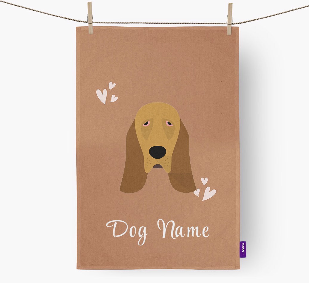 'Hearts' - Personalised {breedFullName} Tea Towel