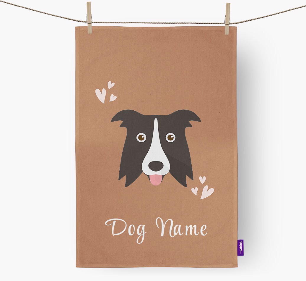 'Hearts' - Personalized {breedFullName} Dish Towel
