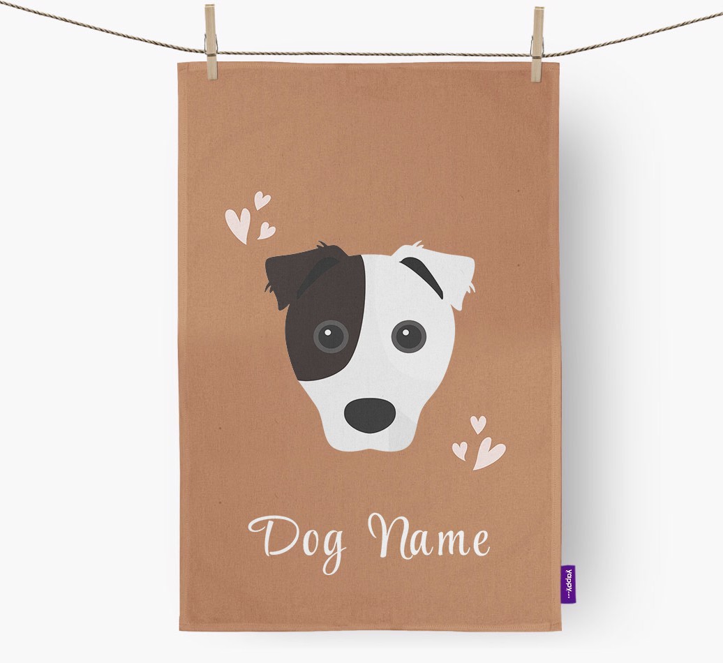 'Hearts' - Personalised {breedFullName} Tea Towel