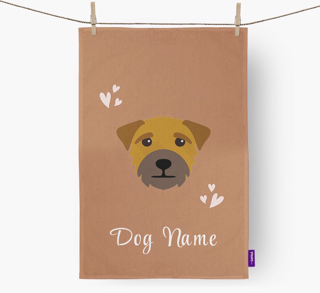 'Hearts' - Personalised {breedFullName} Tea Towel