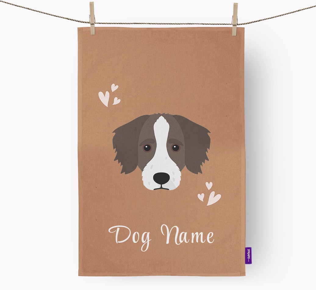 'Hearts' - Personalised {breedFullName} Tea Towel