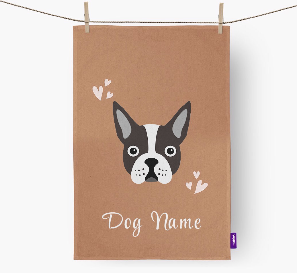 'Hearts' - Personalized {breedFullName} Dish Towel