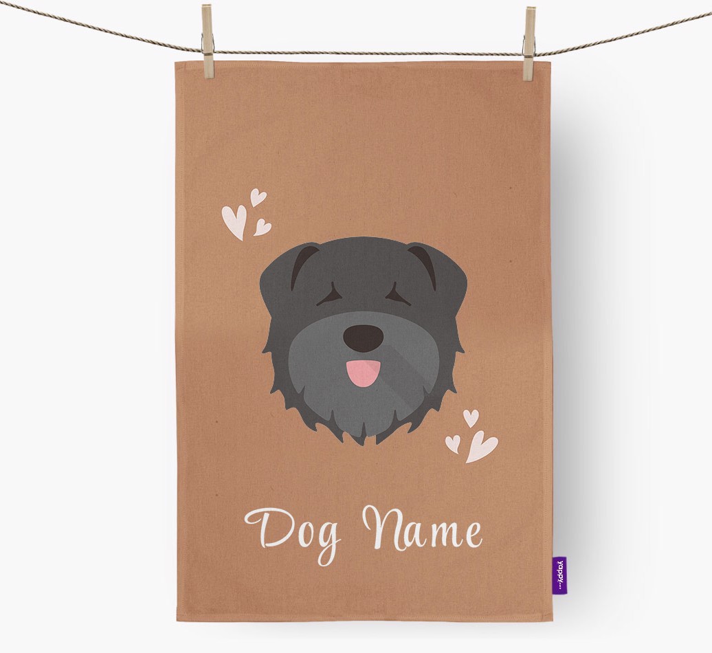'Hearts' - Personalised {breedFullName} Tea Towel
