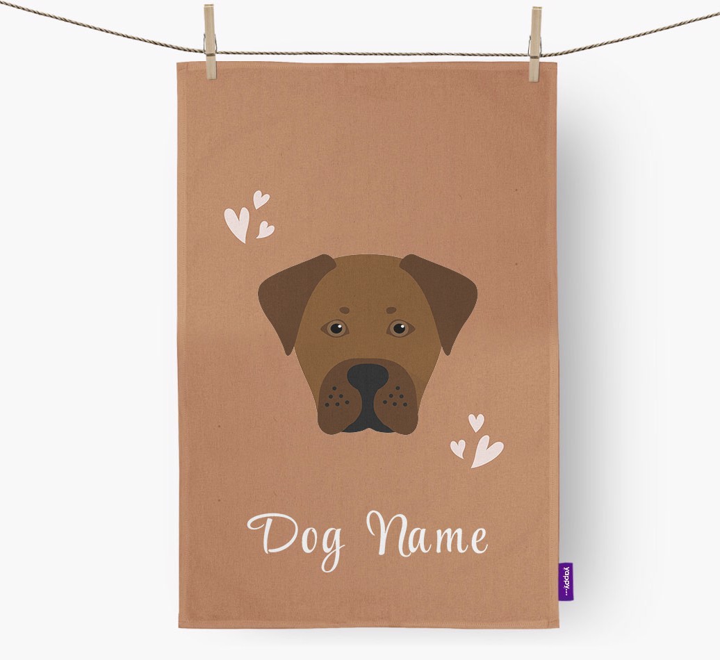 'Hearts' - Personalised {breedFullName} Tea Towel