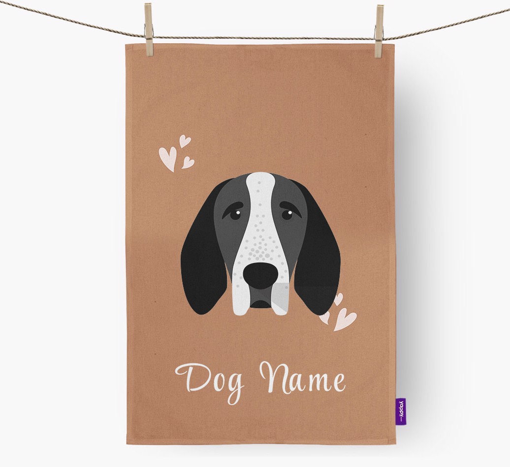 'Hearts' - Personalised {breedFullName} Tea Towel